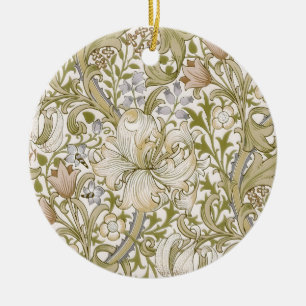 Ornamento De Cerâmica Jardim de Lírio Dourado Clássico de William Morris