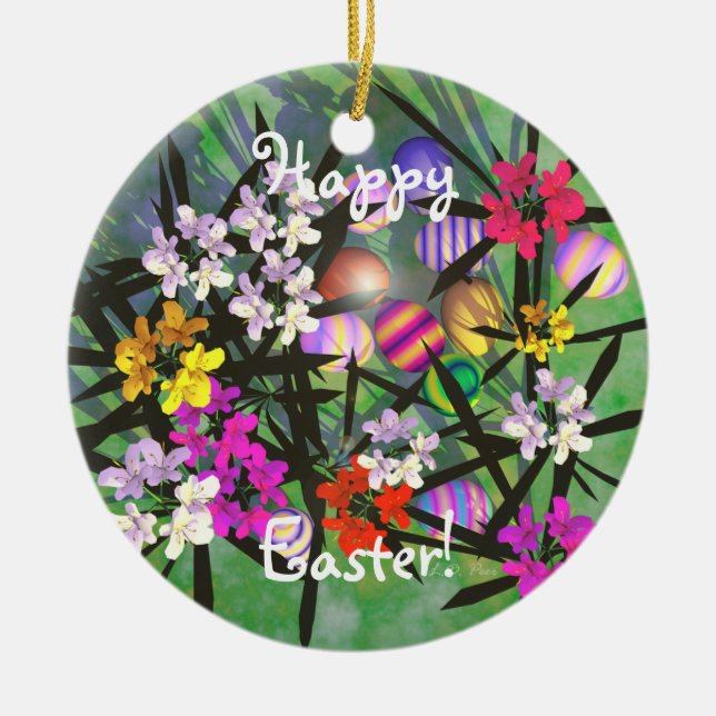 Ornamento De Cerâmica Jardim de Ovos de Páscoa (Frente)
