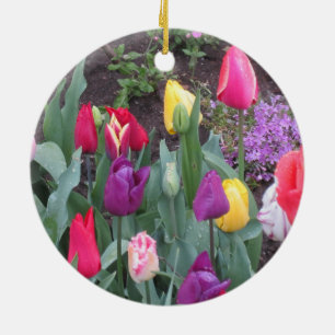 Ornamento De Cerâmica Jardim de Tulipas