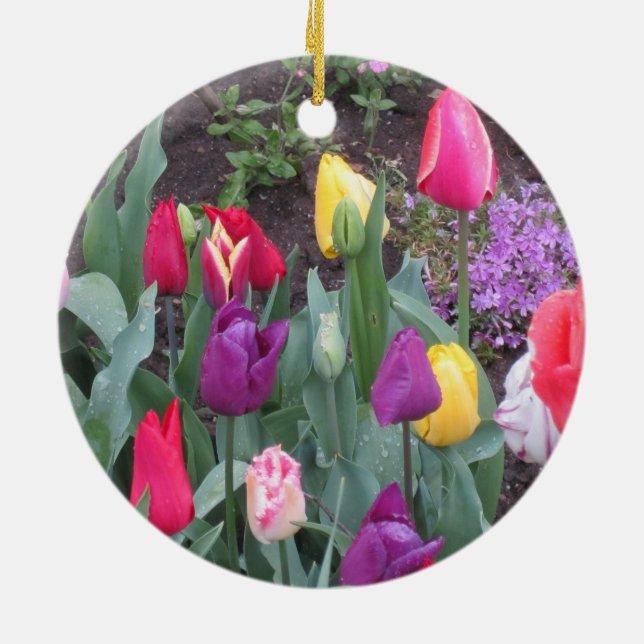 Ornamento De Cerâmica Jardim de Tulipas (Traseira)