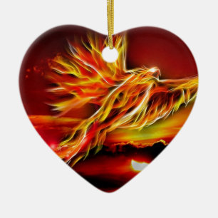 Ornamento De Cerâmica Jardim de voo vermelho ardente de Phoenix de Tarot