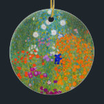 Ornamento De Cerâmica Jardim Flor Gustav Klimt<br><div class="desc">Ornamento com a pintura a óleo do Jardim Flor de Gustav Klimt (1906). Um belo jardim de flores roxas,  vermelhas,  brancas,  azuis e laranja. Um presente de excelente para fãs de Arte Nouveau e de Arte Austríaca.</div>