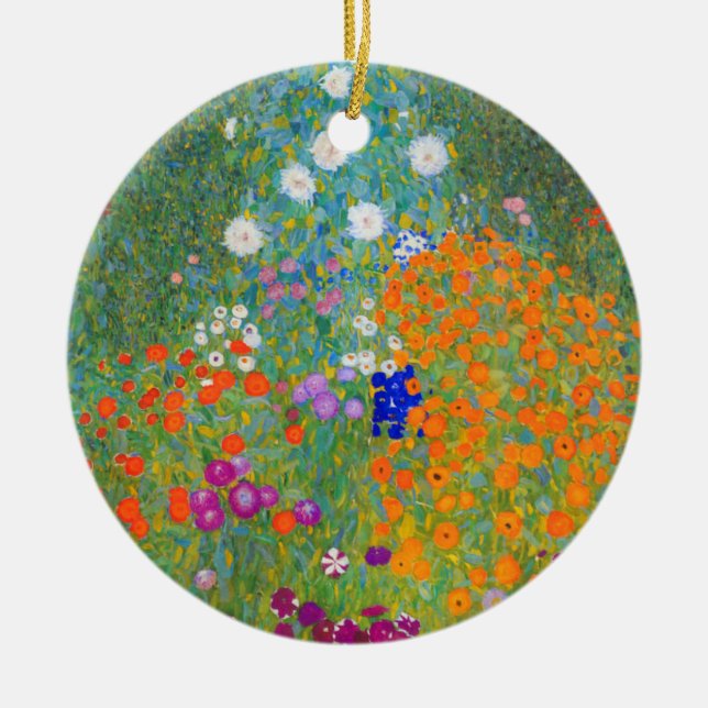 Ornamento De Cerâmica Jardim Flor Gustav Klimt (Frente)