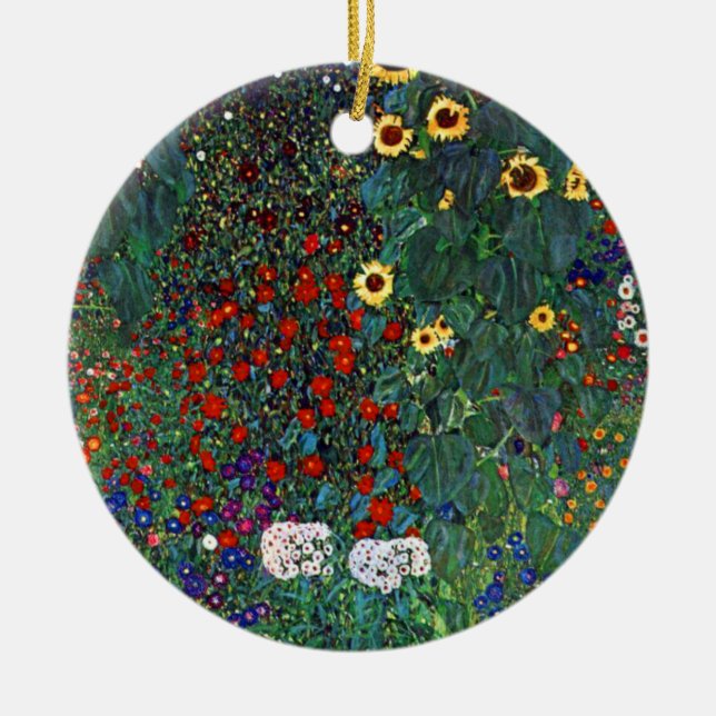 Ornamento De Cerâmica Jardim Flor Gustav Klimt (Frente)