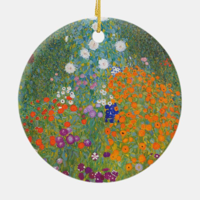Ornamento De Cerâmica Jardim Flor (por Gustav Klimt) (Traseira)