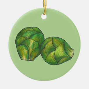 Ornamento De Cerâmica Jardim Vegetal Verde-Couve-Bruxelas