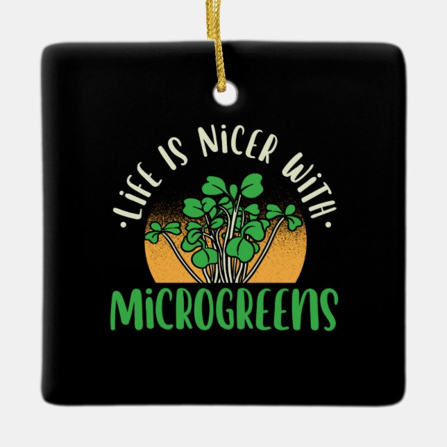 Ornamento De Cerâmica Jardinagem - Vida Com Microgreens (Frente)
