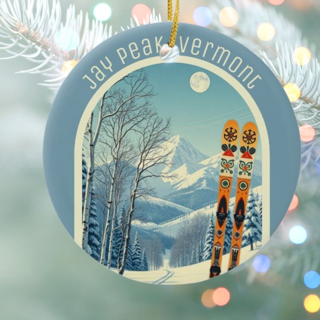 Ornamento De Cerâmica Jay Peak Vermont ski souvenir  (Criador carregado)