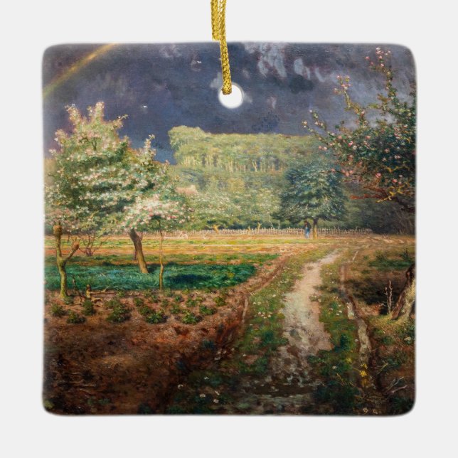 Ornamento De Cerâmica Jean-Francois Millet - Primavera em Barbizon (Frente)