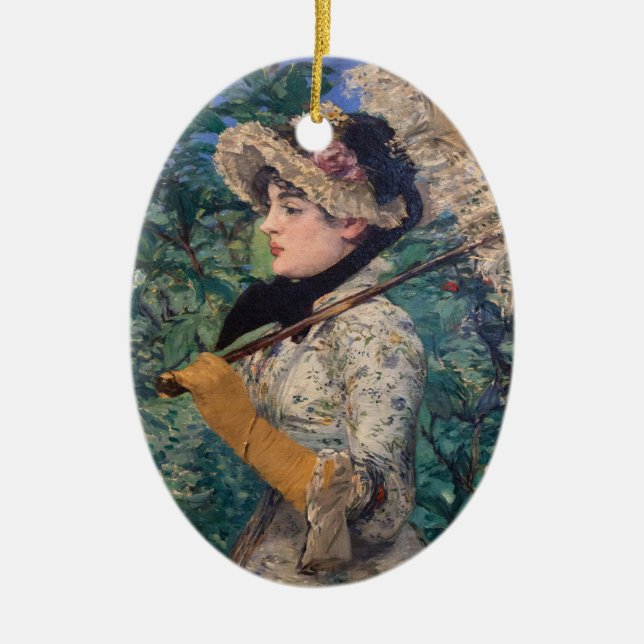 Ornamento De Cerâmica Jeanne (Primavera) Por Édouard Manet (Frente)