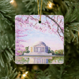 Ornamento De Cerâmica Jefferson Memorial Cherry Blossoms Ornament