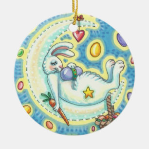 ORNAMENTO DE CERÂMICA JELLY BEAN DREAMS EASTER BUNNY HOLIDAY ORNAY