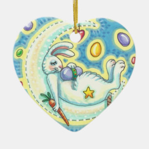 ORNAMENTO DE CERÂMICA JELLY BEAN DREAMS EASTER BUNNY HOLIDAY ORNAY