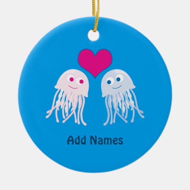Ornamento De Cerâmica Jellyfish Love (Frente)