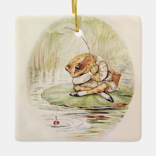 Ornamento De Cerâmica "Jeremy Fisher em um Lilypad" por Beatrix Potter (Frente)