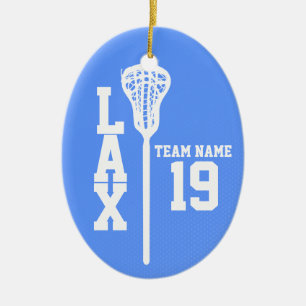 Ornamento De Cerâmica Jérsei do Lacrosse com azul da foto