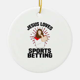 Ornamento De Cerâmica Jesus ama esportes trazendo o Cristo para o jogo