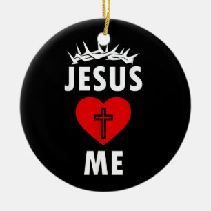 Ornamento De Cerâmica Jesus Ama ME Cristão Religioso