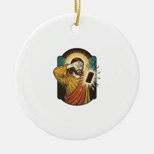 Ornamento De Cerâmica Jesus Cegando Máximo Brilho do Telefone Meia-Noite