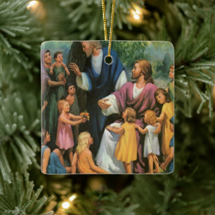 Ornamento De Cerâmica Jesus Cristo Abençoando Crianças, Religião Vintage