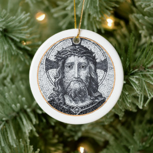 Ornamento De Cerâmica Jesus Cristo e Compaixão Arte Vintage Ornament WH
