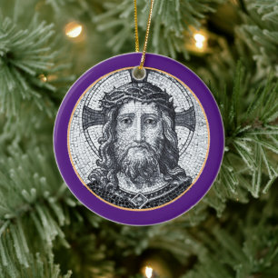 Ornamento De Cerâmica Jesus Cristo e Compaixão Arte Vintage Pó