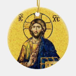 Ornamento De Cerâmica Jesus Cristo Pantocrator