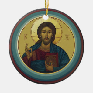 Ornamento De Cerâmica Jesus Cristo Pantocrator