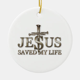 Ornamento De Cerâmica Jesus Cristo Salvou Meu Presente de Vida para Mulh