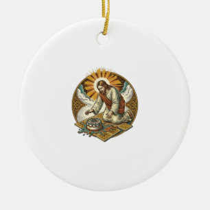 Ornamento De Cerâmica Jesus Derrubou Bolo De Aniversário Com Rosto Para