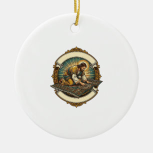 Ornamento De Cerâmica Jesus Derrubou Parafuso Minúsculo Carpete Grosso H