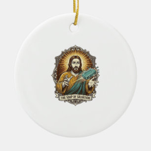Ornamento De Cerâmica Jesus Derrubou Sabão Escorregadio no Banheiro Desa
