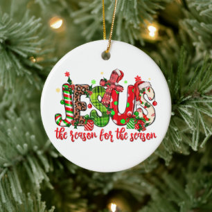 Ornamento De Cerâmica Jesus É A Razão Do Natal Da Fé Da Época