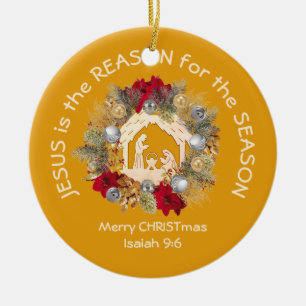 Ornamento De Cerâmica JESUS É A RAZÃO PELA QUAL O Natal Amarelo
