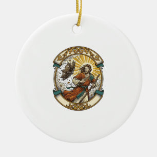 Ornamento De Cerâmica Jesus guarda-chuva quebrado soprando por dentro te
