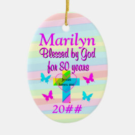 ORNAMENTO DE CERÂMICA JESUS ME AMA 80 ANIVERSÁRIO ARNAMENTO PERSONALIZAD