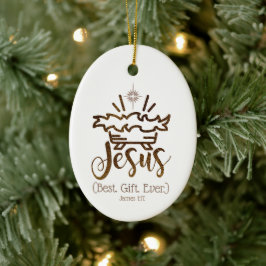 Ornamento De Cerâmica JESUS MELHOR PRESENTE JÁ Natividade Star Natal