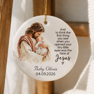 Ornamento De Cerâmica Jesus Menino Personalizado Primeiro Natal Religios