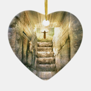 Ornamento De Cerâmica Jesus na ressurreição vazia da páscoa do túmul