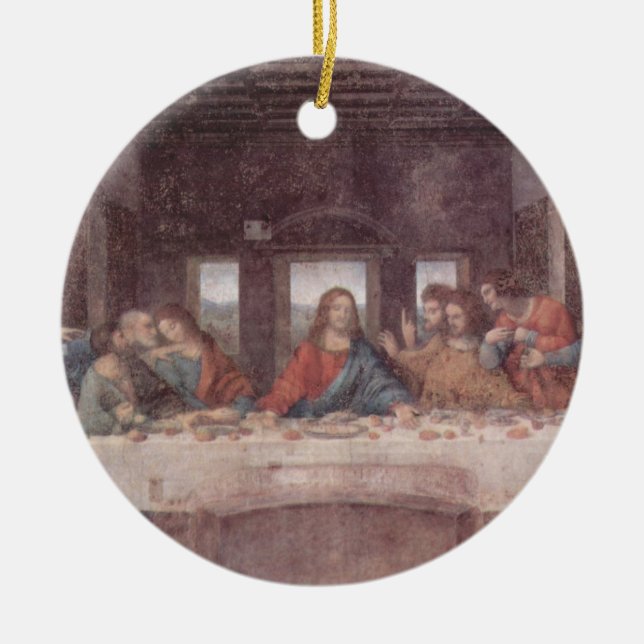 Ornamento De Cerâmica Jesus no último jantar, Leonardo da Vinci (Frente)