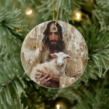 Jesus o Bom Pastor Segurando o Cordeiro