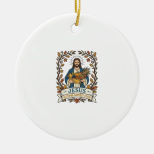 Ornamento De Cerâmica Jesus Outono Colheita Fé Jesus Outono Colheita C