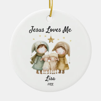 Ornamento De Cerâmica Jesus Personalizado Me Ama Crianças O Pastor De Na