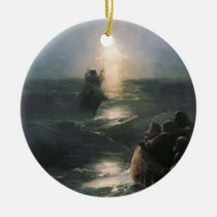 Ornamento De Cerâmica Jesus que anda na água, pintura de Ivan Aivazovsk