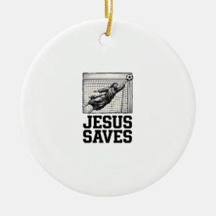 Ornamento De Cerâmica Jesus Salva Camisa de Gravura Vintage de Goleiro d
