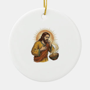 Ornamento De Cerâmica Jesus Sufocando com Migalha de Chip de Tortilha Se