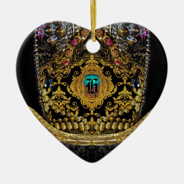 Ornamento De Cerâmica Jeygraneau Elegant Monograma (Frente)