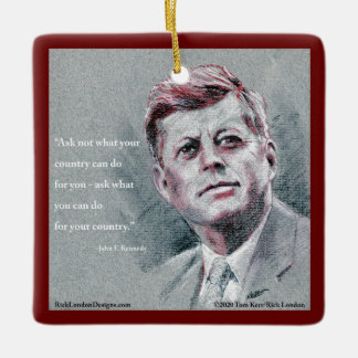 Ornamento De Cerâmica JFK & Árvore de Citações