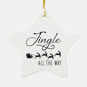 Ornamento De Cerâmica Jingle All The Way Estrela de Natal do Trenó do