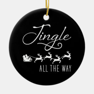Ornamento De Cerâmica Jingle All The Way-Trenó de Papai Noel Natal Preto